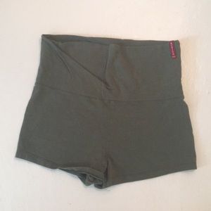 green athletic shorts